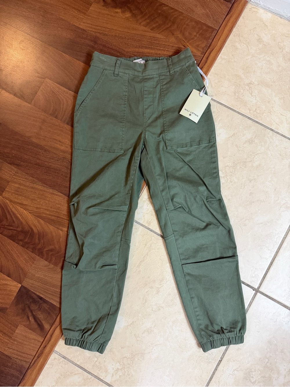 Nili Lotan Olive Green Utility Jogger Pants